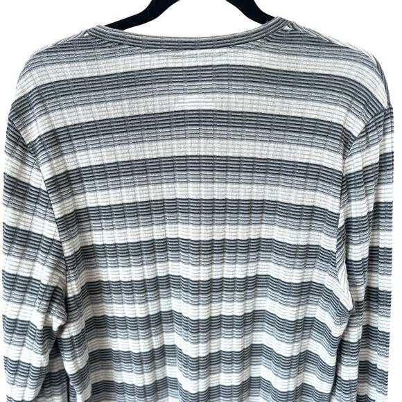 Alfani Sweater Mens Small Gray‎ White Ribbed Striped V Neck Preppy Heritage - Picture 5 of 10